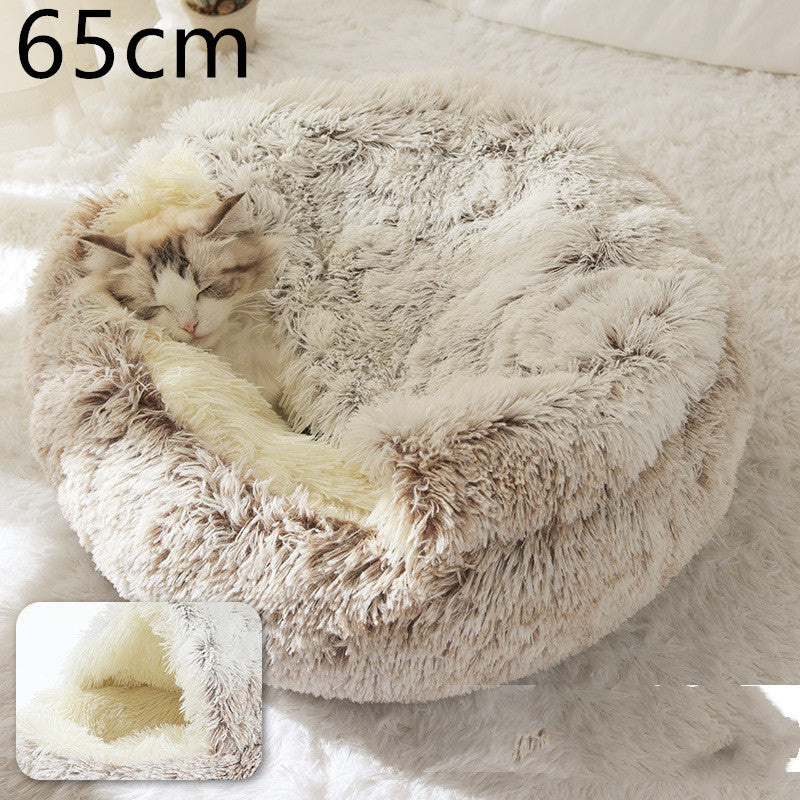 Pet Winter Bed | Round Plush